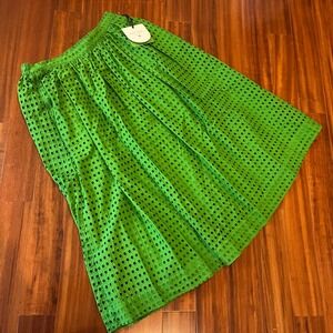 Kate Spade Target Skirt Green Eyelet Midi Maxi A-Line Cotton New NWT Size Small